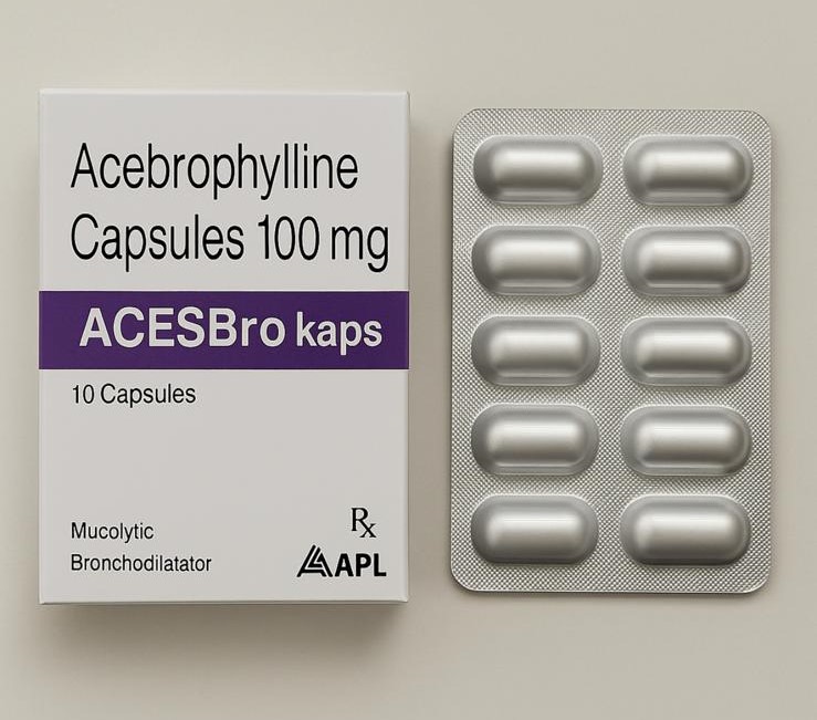 Acebrophylline 200 mg capsules blister – mucolytic şi bronhodilatator pentru astm, bronşită, COPD